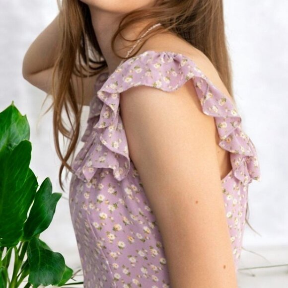 NWT J.ING Lavender Floral Print Midi Dress - Picture 4 of 6